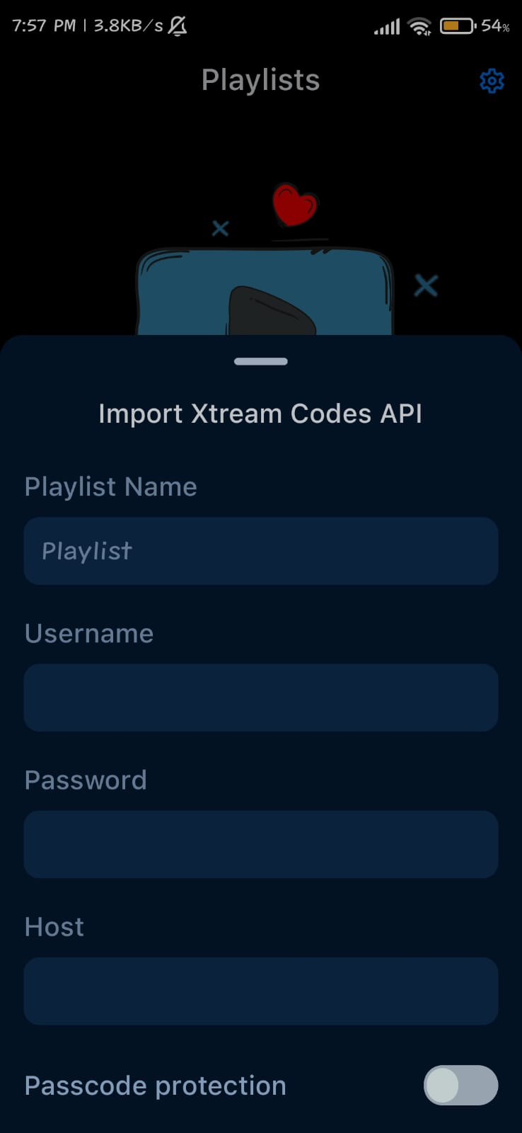 IPTV Smart Player Xtream Codes API indstillinger
