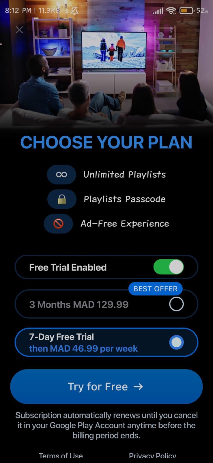 Abonnementsplaner for IPTV Smart Player